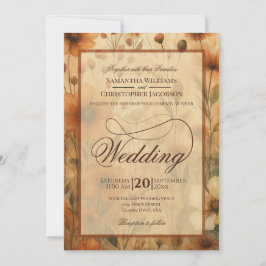 Seinna Boho Wildflowers Fancy Script Bröllop Inbjudningar