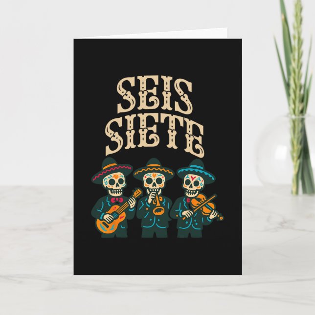 Seis Siete Mexican 67 Rolig Dödskalle Grafisk  Kort (Framsida)