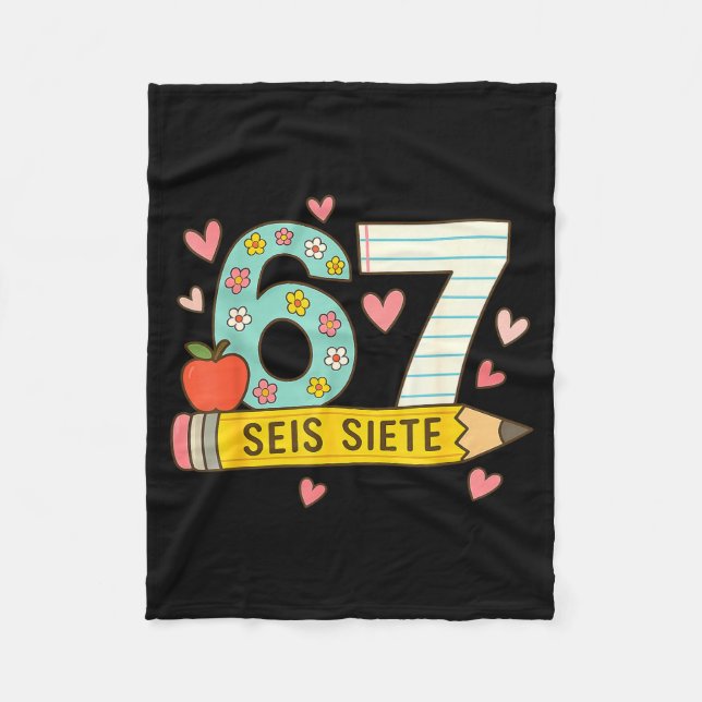 Seis Siete Spanish 67 Funny Six Seven Espanol Funn Fleecefilt (Framsidan)