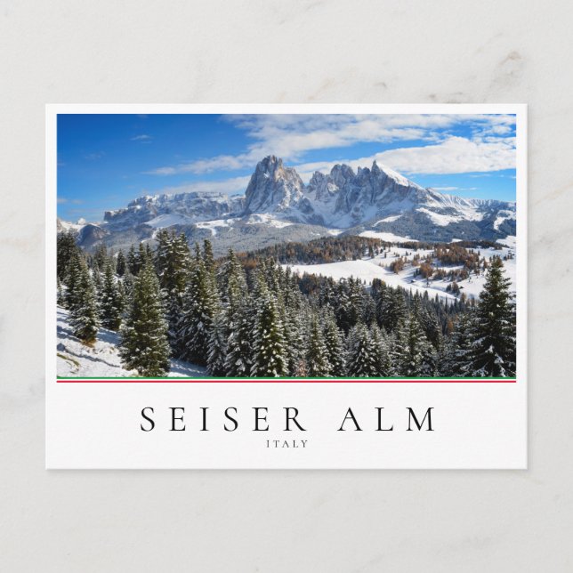 Seiser Alm, Italien i snö på vintern Vykort (Framsida)