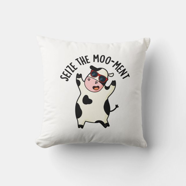 Seize Mooment Funny Cow Pun Kudde (Framsida)