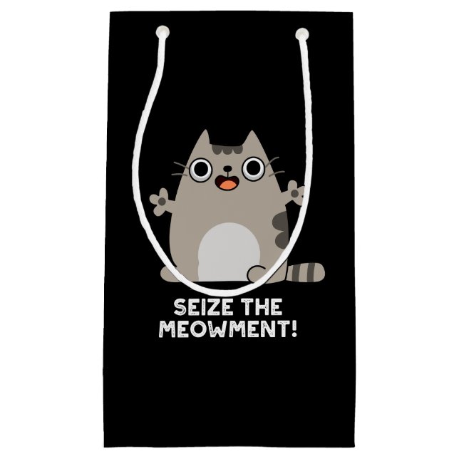 Seize the Meow-Positive Cat Pun Mörk BG (Framsidan)