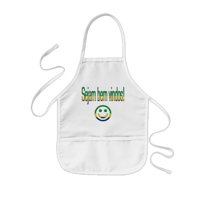 Sejam bem Vindos! Brasilien flaggafärger Barnförkläde (Framsidan)