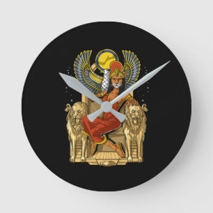Sekhmet Egyptisk Lioness-gudinna Rund Klocka