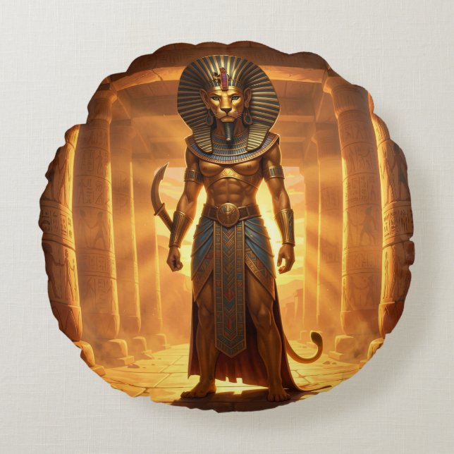 Sekhmet – Löwenköpfige Kriegsgöttin´2 Rund Kudde (Framsidan)