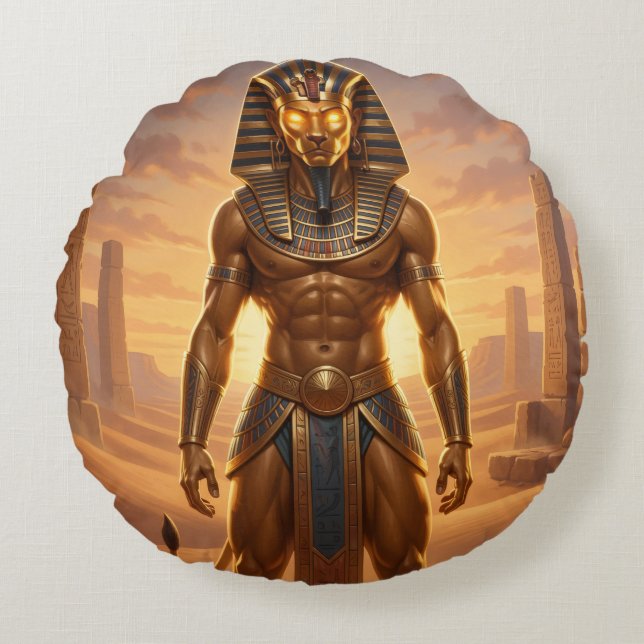 Sekhmet – Löwenköpfige Kriegsgöttin´4 Rund Kudde (Framsidan)