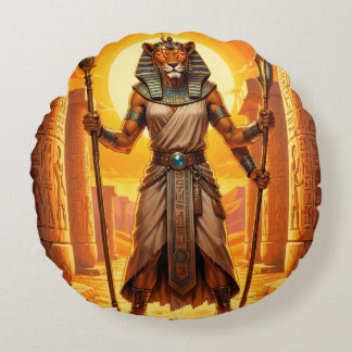 Sekhmet – Löwenköpfige Kriegsgöttin Rund Kudde