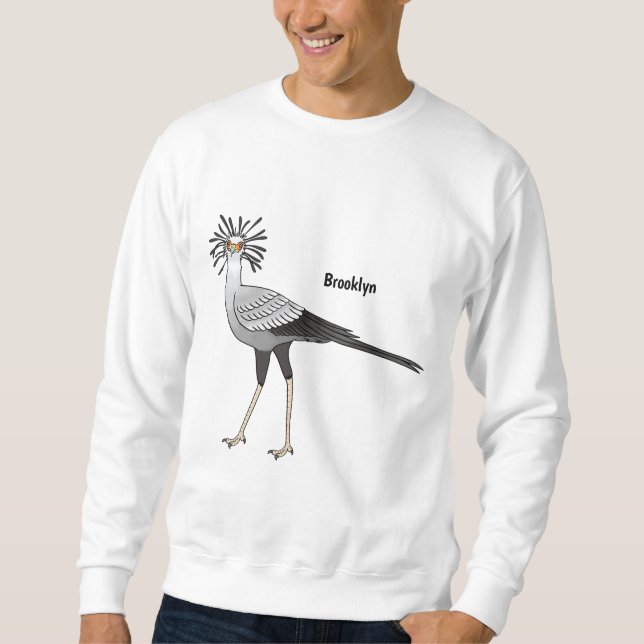 Sekreterarfågel tecknad illustration  lång ärmad tröja (Framsida)