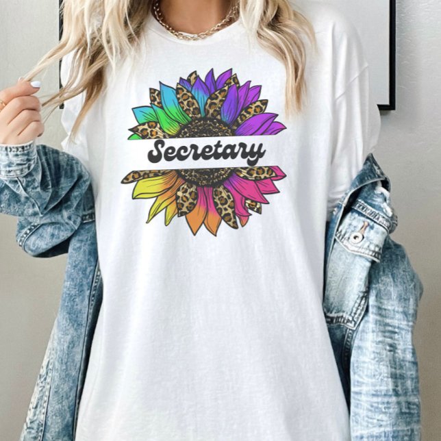 Sekreteraryrke Rainbow Sunblomma T Shirt (Secretary Profession Rainbow Sunflower T-Shirt
)