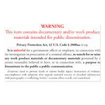 Sekretessskyddslagens klistermärke, vit rektangel