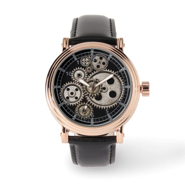 Sektoriansk gotisk gotisk metallisk sekt svart armbandsur (Framsida)