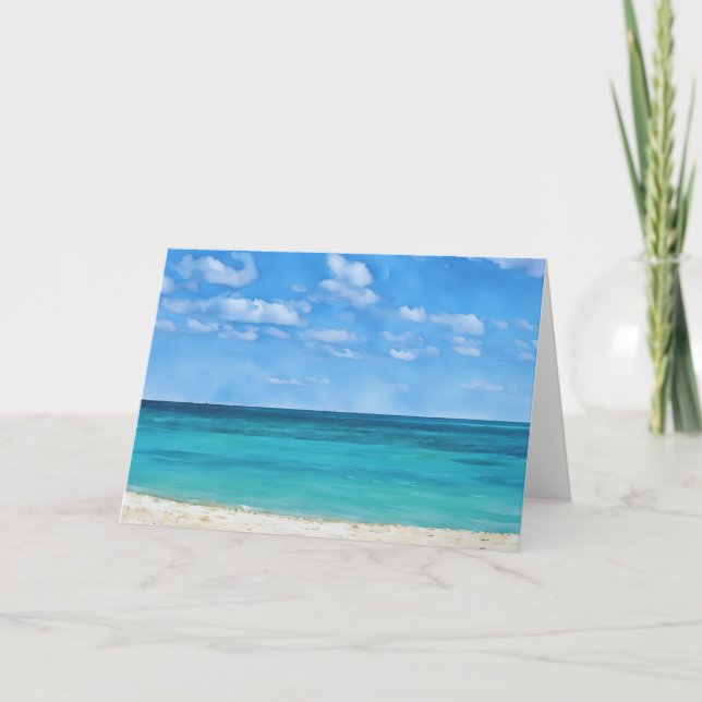 Sekundärt Beach Art Ocean Bahamas-anteckningskort Kort (Framsida)