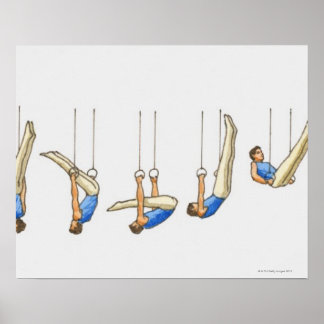 Sekvens på illustrationer som visar manlig gymnast poster
