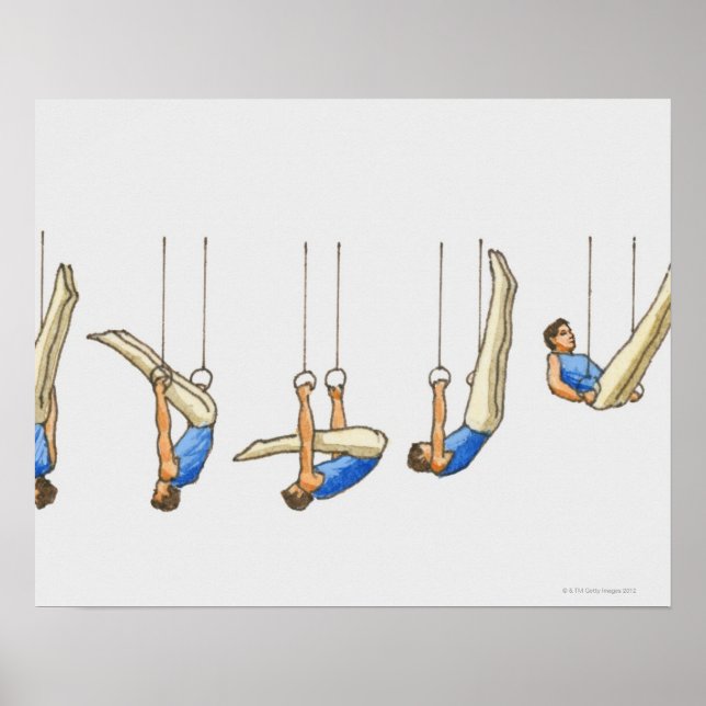 Sekvens på illustrationer som visar manlig gymnast poster (Framsidan)