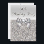 Sekviner 30års födelsedag Party, Silver och diaman Inbjudningar<br><div class="desc">Kvinnors 30års födelsedag-inbjudningar. Elegant anpassningsbar 30/30 Födelsedagsfest inbjudan för kvinnor med mönster med söt silver, en söt silver- och ribbonbild och utskriven diamantjuvel. Dessa sofistikerade, klassiska, snyggt, glamorös personlig inbjudan dekoreras på båda sidor. Vackert, chic, trendig, moderna inbjudningar. Observera: All inbjudan på Zazzle har platt tryckt bilder. Text, teckensnitt och...</div>