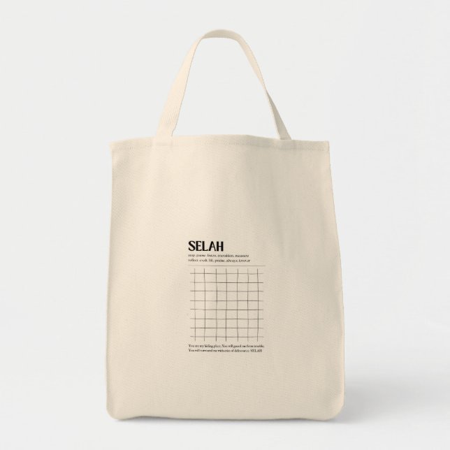Selah Minimalist Christian Grocery  Bag Tygkasse (Framsidan)