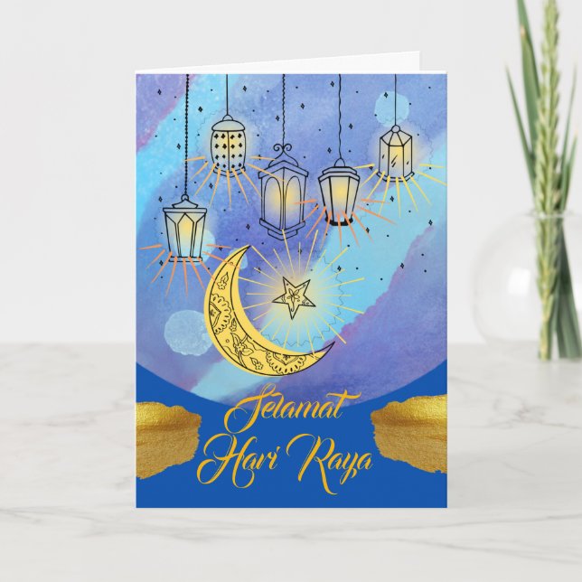 Selamat Hari Raya Lanternas på nattkort Kort (Framsida)