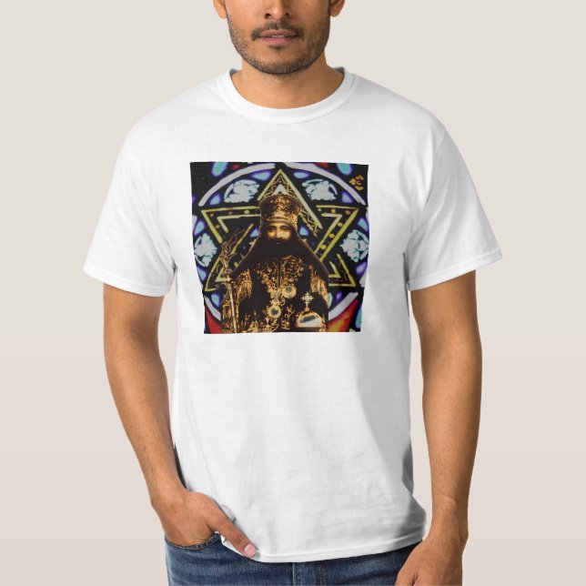 Selassie davidsstjärnabakgrund tee shirt (Framsida)