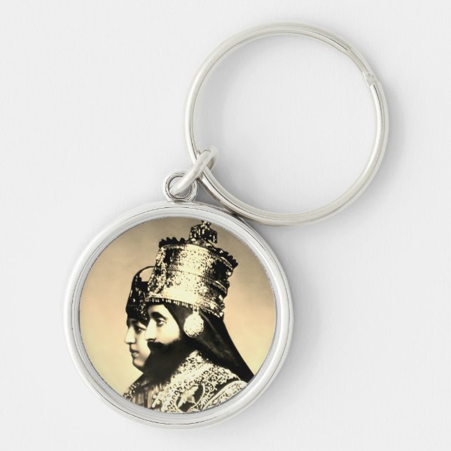 Selassie I Jah Rastafari Rasta Reggae Livity Roots Rund Silverfärgad Nyckelring (Framsidan)