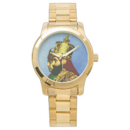 Selassie Rasta Reggae Etiopien Guld Manar Watch Wa Armbandsur