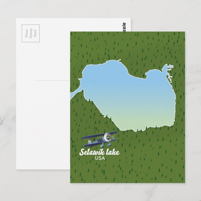 Selawiksjön Alaska karta Vykort (Fram/baksida)