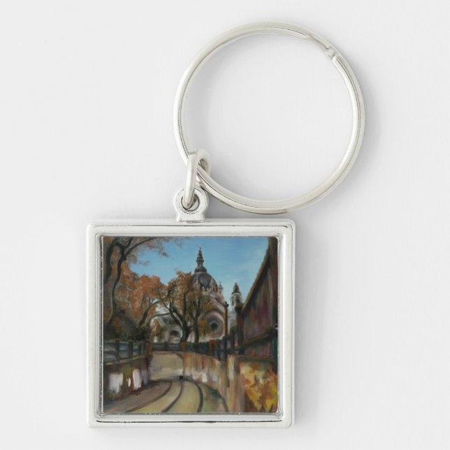 Selby tunnel Keychain Fyrkantig Silverfärgad Nyckelring (Framsidan)