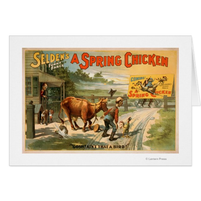 Selden's Funny Farce, Vår Chicken Play Hälsningskort (Framsidan Horizontal)
