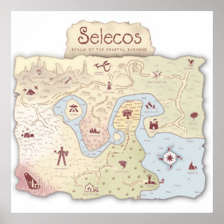 Selecos Äventyr Fantasy Karta Poster
