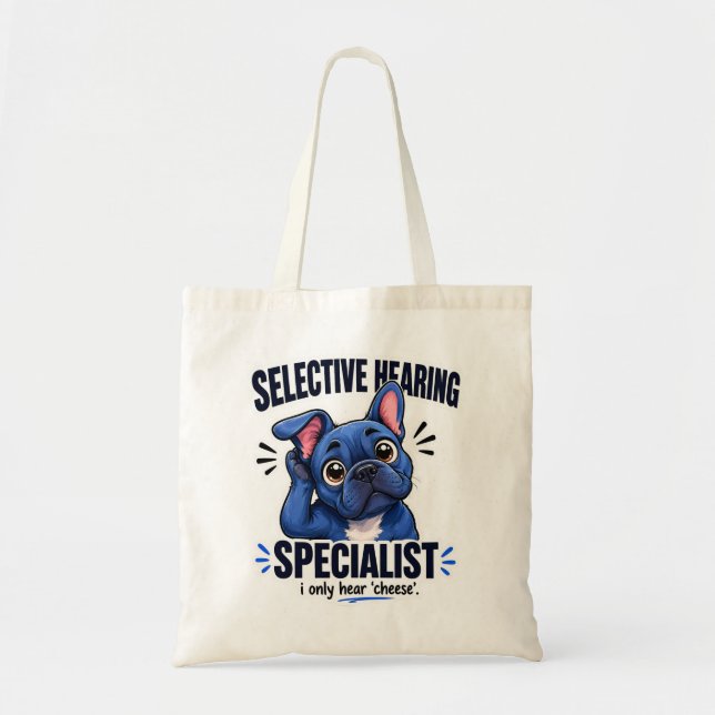 Selektiv hörsel Frenchie Hundmamma Illustration Tygkasse (Framsidan)