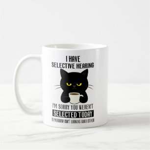 Selektiv hörsel – Grumpy Black Cat Coffee Humor Kaffemugg