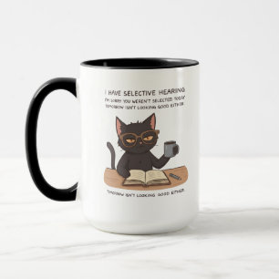 Selektiv Hörsel Svart Katt – Sarksastisk Humor Mugg