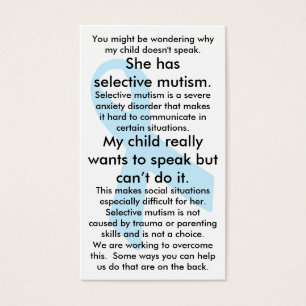 Selektiv Mutism Do's and Don'ts (hona) Visitkort