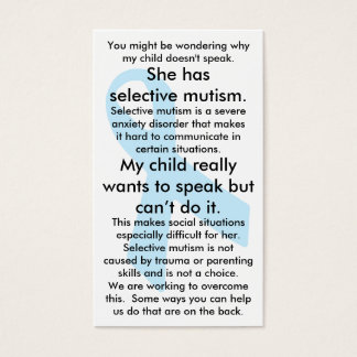 Selektiv Mutism Do's and Don'ts (hona) Visitkort