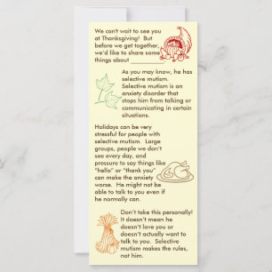 Selektiv Mutism Thanksgiving Pojke