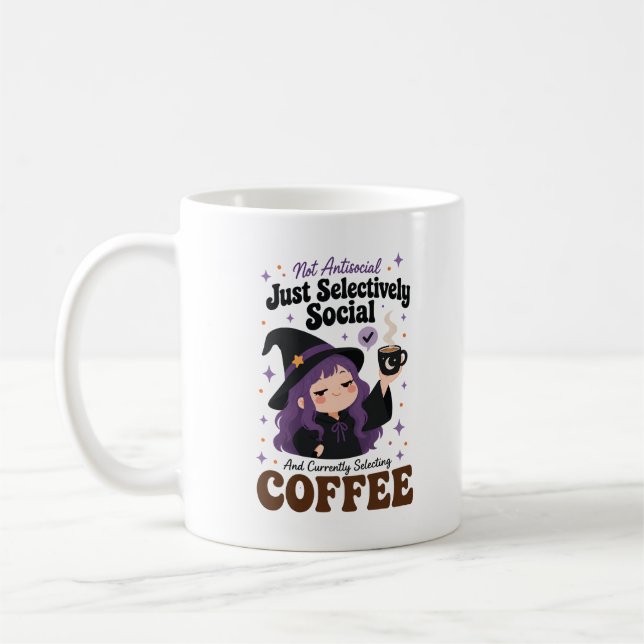 Selektivt Social Häxa Kaffe Mugg Halloween Present (Vänster)