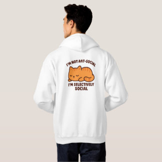 Selektivt Social Katt – Söt Kawaii Sovande Katt Hoodie