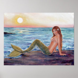 Selene sjöjungfru i solljuset poster utskrift