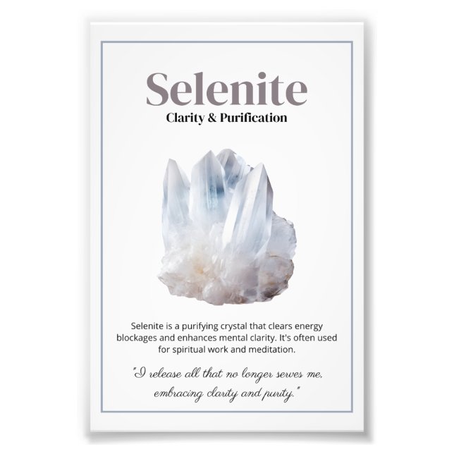 Selenite Crystal Meaning Poster (Framsidan)