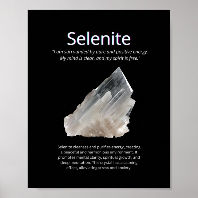 Selenite Crystal Stone betyder Poster (Framsidan)