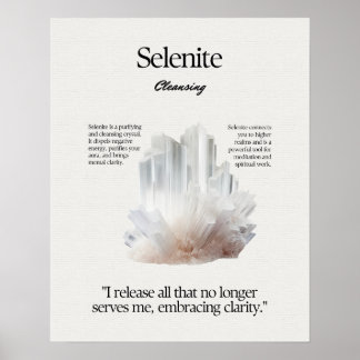 Selenite Stone Crystal - kort Poster