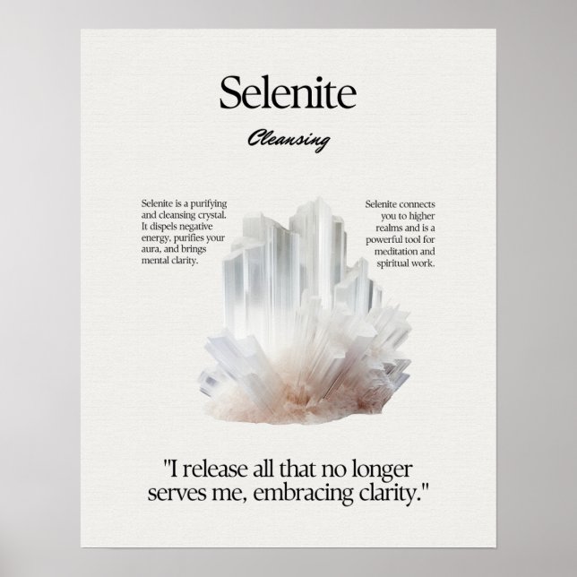 Selenite Stone Crystal - kort Poster (Framsidan)