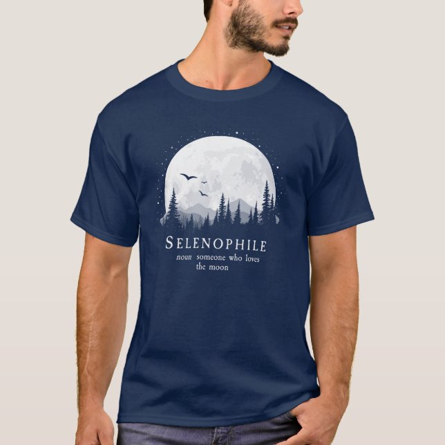 Selenophile Definition Outdoorsy Måne Älskare T Shirt (Framsida)