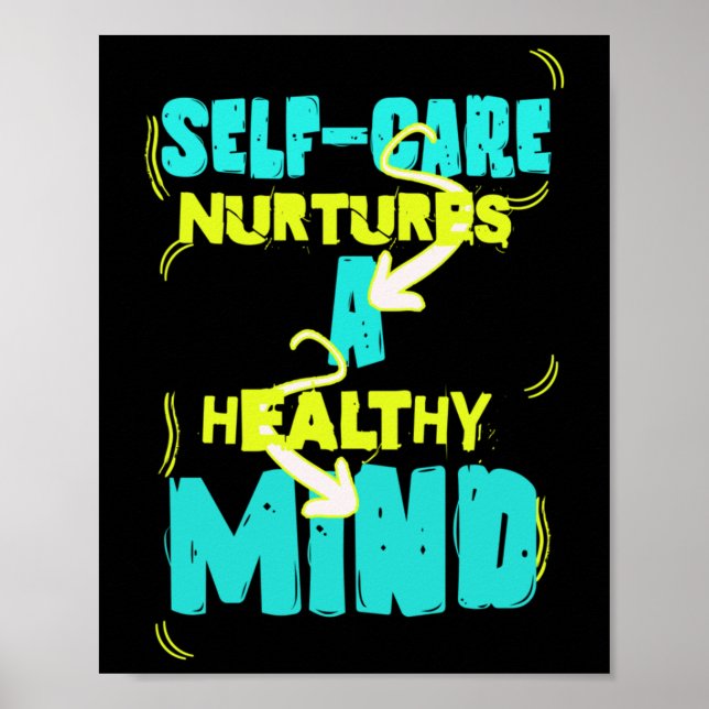 Self Care Health Mind Sticker Poster (Framsidan)