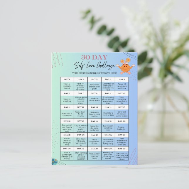 SELF-CARE UTMANING POSTCARDS - Personalize for Biz Vykort (Stående Fram)