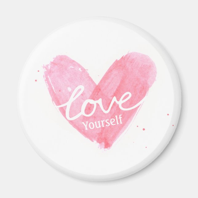 Self Esteem Kärlek Yourself Typography Heart Magnet (Framsidan)