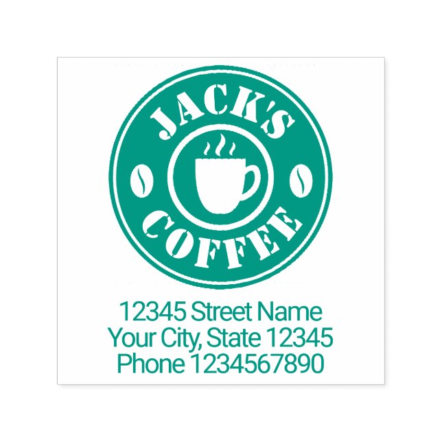 Self Inking Rubber Frimärke för kaffebutiksverksam Självfärgande Stämpel (Design)