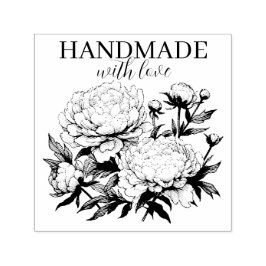 Self Inking Rubber Frimärke Peonies Självfärgande Stämpel