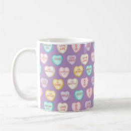Self Kärlek Candy Hearts - Lila Coffee Mugg