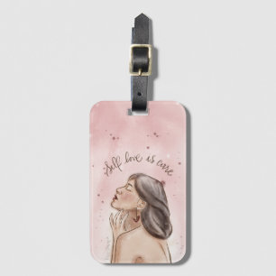 Self Kärlek Luggage Tag Flickor i Rosa Bagagebricka