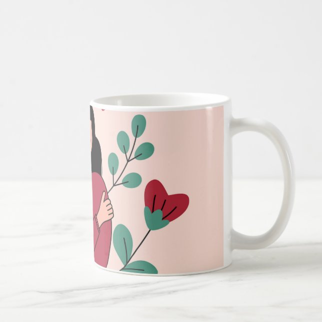 Self-Kärlek Mugg - Girl Hugger Herself Illustratio (Höger)